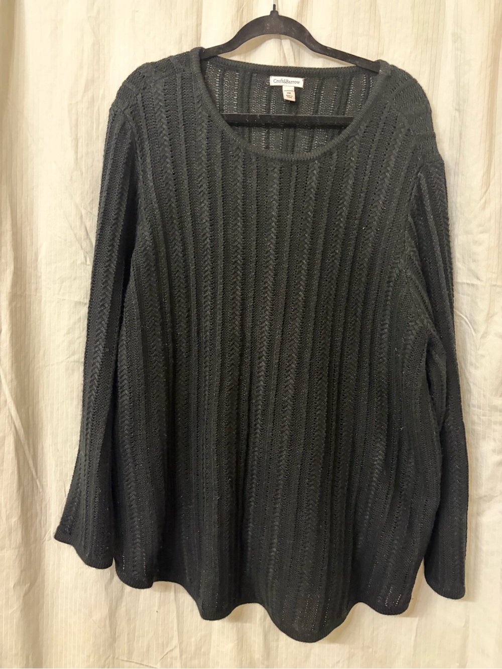 croft & barrow Black Open-Weave Scoop Neck Sweater